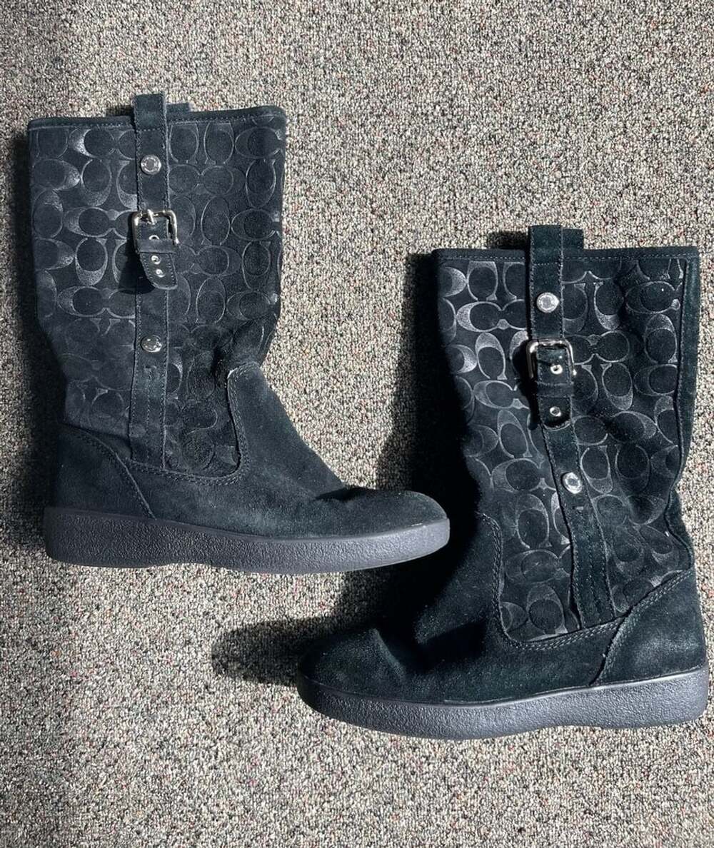 Coach Black Suede Tullip Slip-On Boots Size 8.5